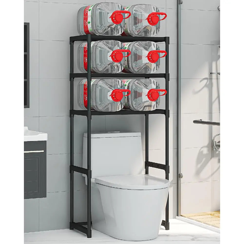 3‑Tier Over‑the‑Toilet Storage Rack, Freestanding Bathroom Space‑Saving Shelf Organizer with Waterproof Iron Frame, Easy‑to‑Assemble Storage Unit for Bathroom, Laundry Room and Kitchen