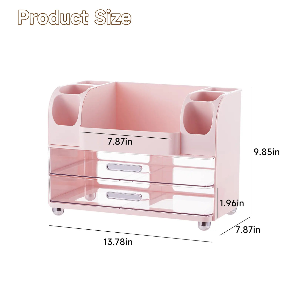 Makeup Organizer for Vanity with 2 Large Drawers, Cosmetic Display Case with Brush Holders, Easy to Storage for Bathroom Countertop Skincare, Desk Office Supplies,dorm essentials,home decor,dorm room inspo,college dorm essentials,dorm haul
