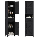 Sweetcrispy Over the Toilet Storage Cabinet, Bathroom Storage Cabinet Over Toilet with Double Doors and Adjustable Shelf, Freestanding Toilet Rack for Bathroom, Black