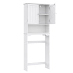 Sweetcrispy Over the Toilet Storage Cabinet, Bathroom Storage Cabinet Over Toilet with Double Doors and Adjustable Shelf, Freestanding Toilet Rack for Bathroom, Black