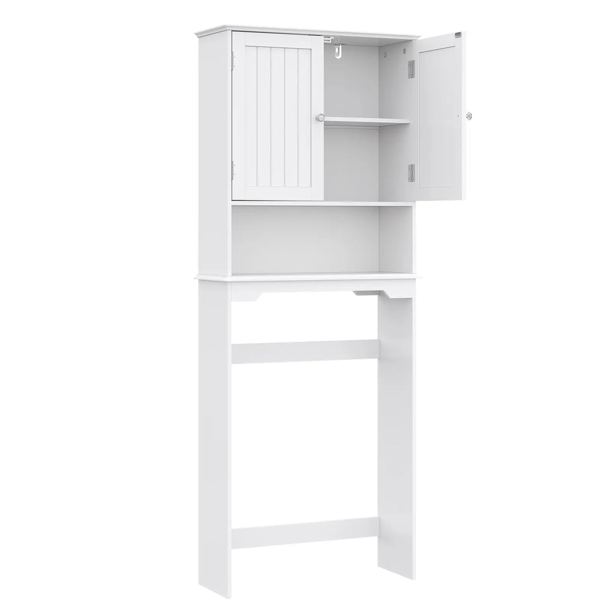 Sweetcrispy Over the Toilet Storage Cabinet, Bathroom Storage Cabinet Over Toilet with Double Doors and Adjustable Shelf, Freestanding Toilet Rack for Bathroom, Black