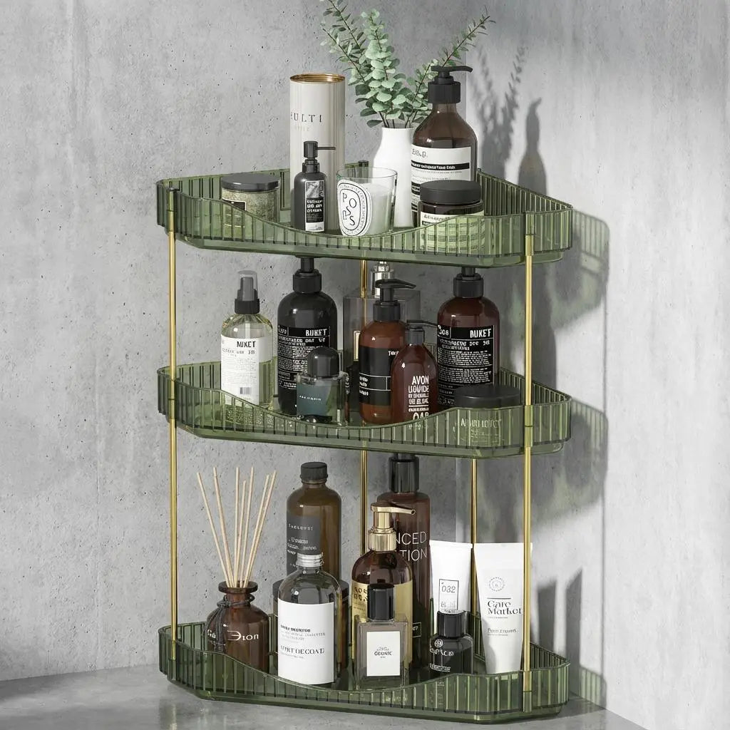 Lifewit 2/3-Tier Adjustable Metal Bathroom Countertop Makeup Organizer - Large Capacity Storage Boxes & Bins with Perfume Tray, Cosmetic Skincare Shelf, Easy Installation, Vanity Organization, Diamond Room Decor Corner Stand for Bedroom Dresser