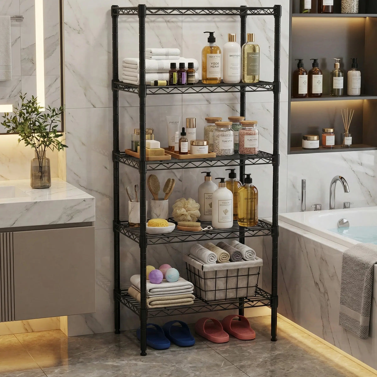 Storage Shelving Unit, Adjustable Metal Wire Racks Heavy Duty Standing Shelf Organizer for Kitchen, Closet, Pantry, Garage, Bathroom,dorm essentials,home decor,dorm room inspo,college dorm essentials,dorm haul
