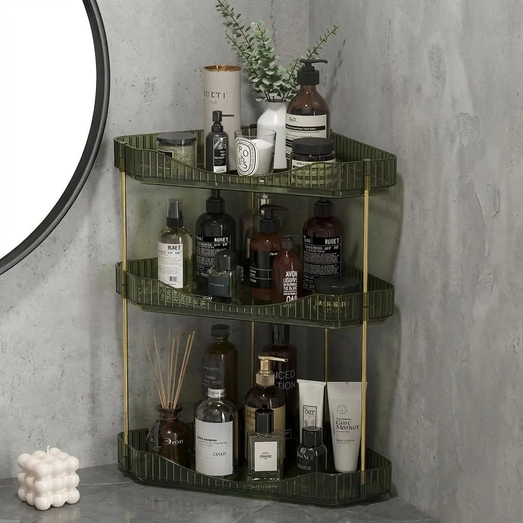 Lifewit 2/3-Tier Adjustable Metal Bathroom Countertop Makeup Organizer - Large Capacity Storage Boxes & Bins with Perfume Tray, Cosmetic Skincare Shelf, Easy Installation, Vanity Organization, Diamond Room Decor Corner Stand for Bedroom Dresser