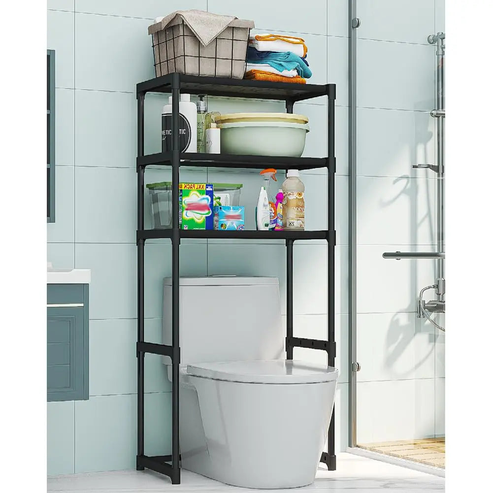 3‑Tier Over‑the‑Toilet Storage Rack, Freestanding Bathroom Space‑Saving Shelf Organizer with Waterproof Iron Frame, Easy‑to‑Assemble Storage Unit for Bathroom, Laundry Room and Kitchen