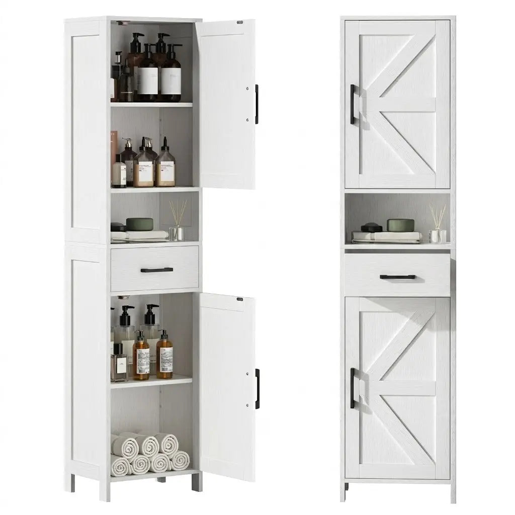 Sweetcrispy Over the Toilet Storage Cabinet, Bathroom Storage Cabinet Over Toilet with Double Doors and Adjustable Shelf, Freestanding Toilet Rack for Bathroom, Black