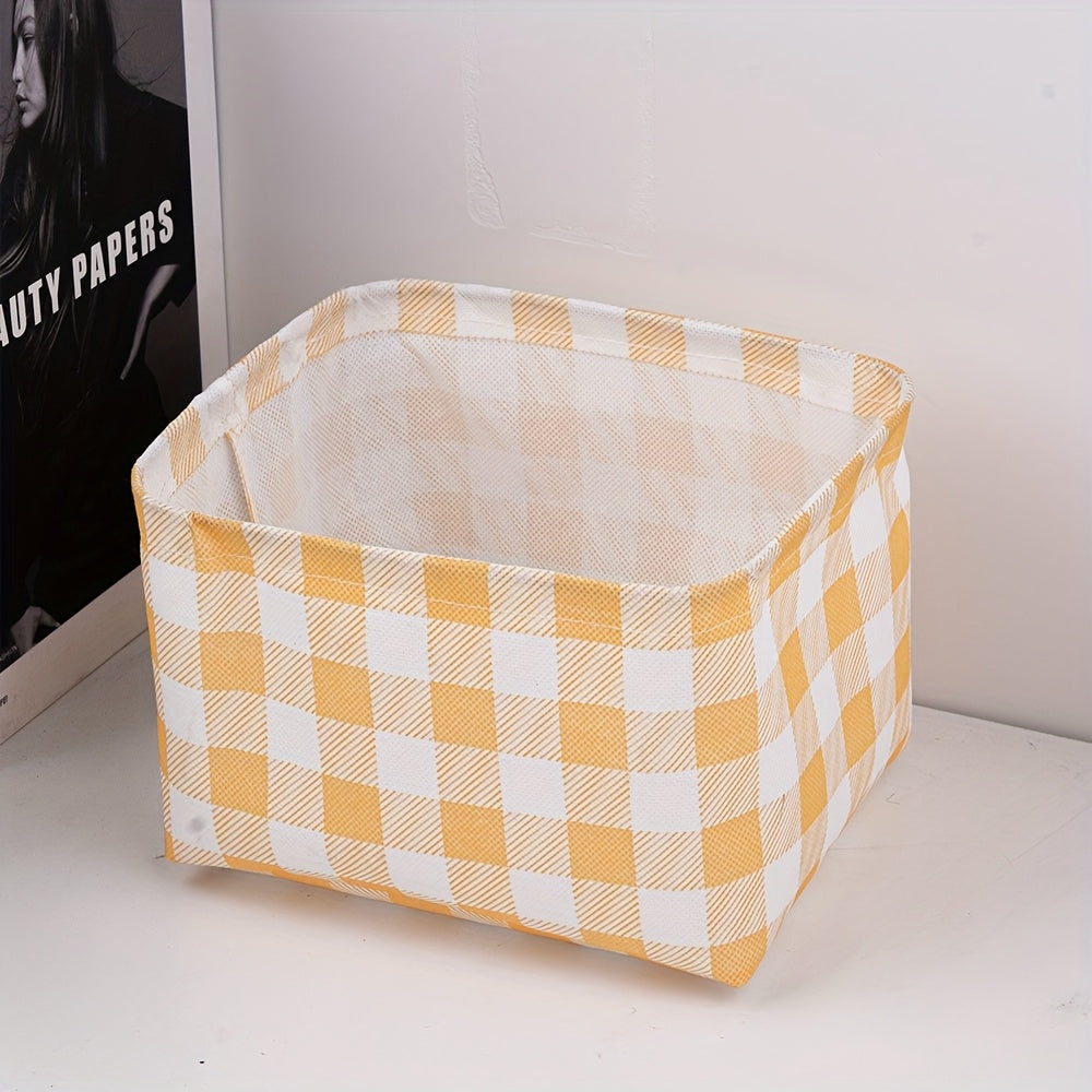1pc Foldable Mini Non-woven Fabric Storage Basket- Wardrobe Organizer Closet Organizer, Versatile Storage Bin for Cosmetics, Stationery, Underwear, Socks - Perfect for Home, Dorm, Office Desk Organization | Bathroom Vanity Makeup Organizer