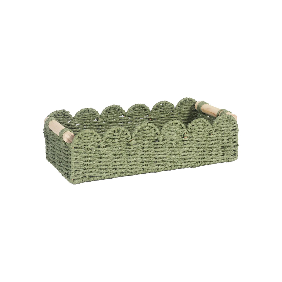 Rattan Wicker Storage Basket Handwoven Natural with Fan Edge Design, Toilet Tank Top Organizer and Decorative Basket for Bathroom Bedroom Living