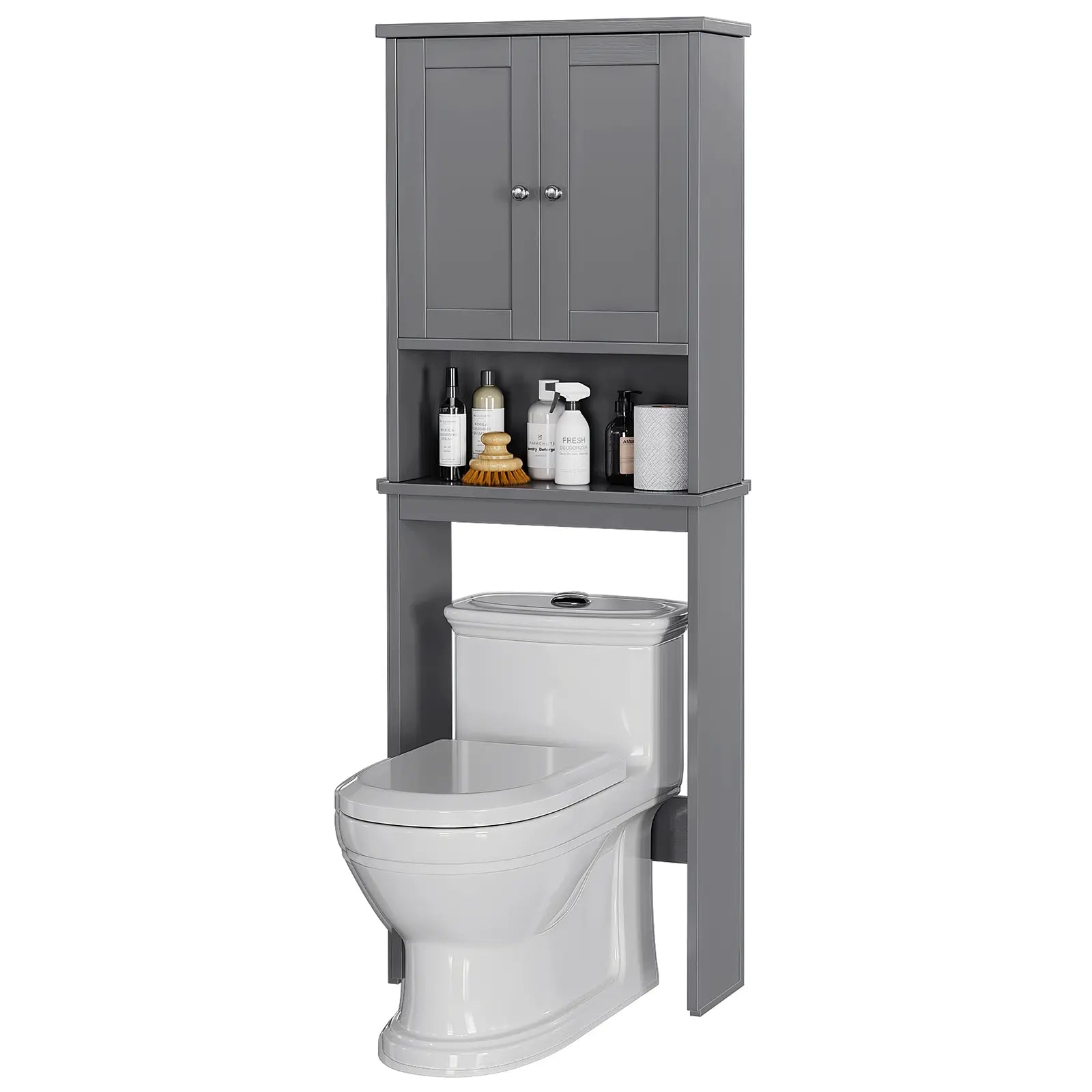 Walsunny Over The Toilet Storage Cabinet, Bathroom Shelf Organizer with Anti-Tip Device Small Freestanding Space Saver with Adjustable Decor Racks