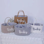 Three-Tier Letter Design Storage Basket, Portable Baby Organizer, Large Capacity Holder for Bottles & Diapers, Home Bathroom Living Room Use
