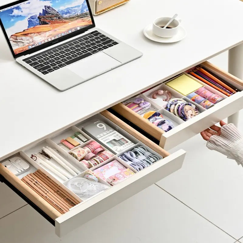 Expandable Drawer Organizer with Expands Lengthwise Compartments - Storage Organization Solution for Bathroom & Bedroom, Makeup Beauty Organizer Storage for Vanity & Desk Drawers, Boxes, Adjustable