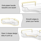 2-Tiers Plastic Corner Bathroom Counter Organizer - Gold Metal Pole Shelves, Makeup Organizer Storage Rack, Cosmetic Perfume Tray Holder for Vanity Sink, Bathroom Gadget, Bathroom Accessories