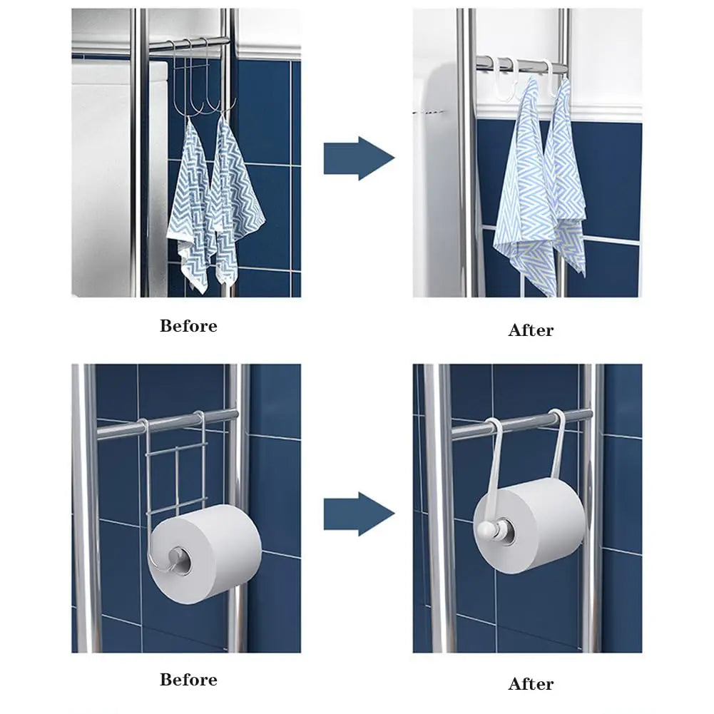 Gaomon Iron/Steel Freestanding Over Toilet Storage Rack - 1 Unit Small-Space Bathroom Organizer with Towel Hooks, Built-In TP Holder, Removable Bathroom Organizing Accessories, Space-Saving Restroom Shelf
